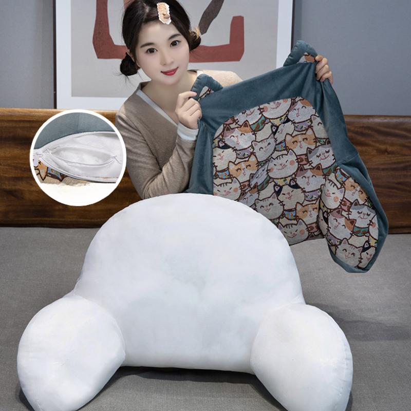 Retro Lumbar Support Large Cushion Bedside Reading Playing Sofa Pillow Home Bedroom Office Waist Protection Pillows Removable Relieve Fatigue