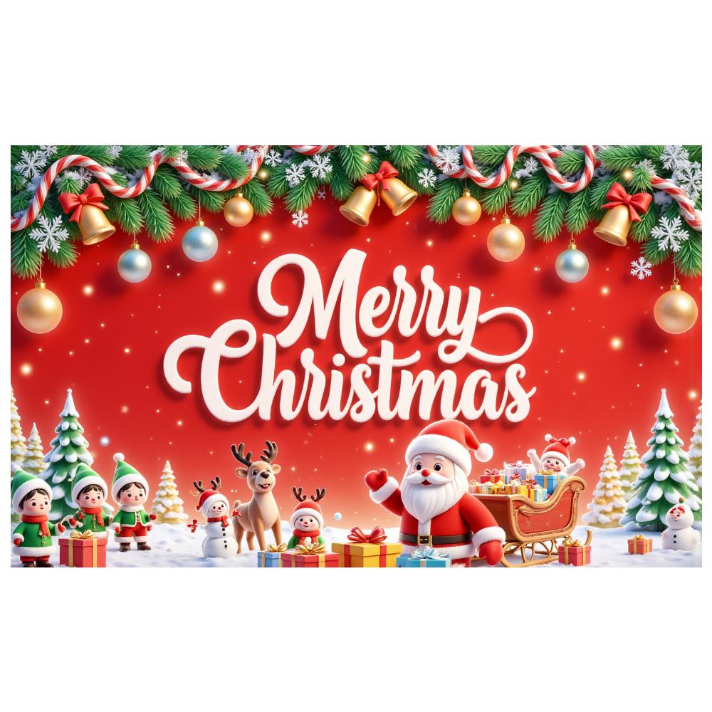 Christmas Decor Christmas Tree Merry Christmas Banner Winter Celebration Red Theme For Holiday Celebration Winter Event Office