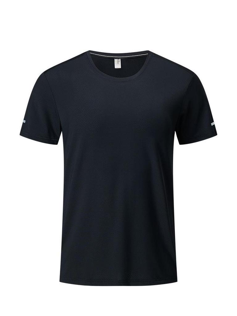Atmungsaktives Herren-T-Shirt aus Eisseide-Netz: Schnelltrocknendes Sport-T-Shirt mit kurzen Ärmeln und Rundhalsausschnitt