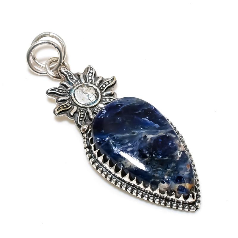 Natural Sodalite Gemstone Pendant 925 Sterling Silver- Handmade Design, Everyday Wear Jewelry, Unique Sodalite Pendant Birthday Gifts