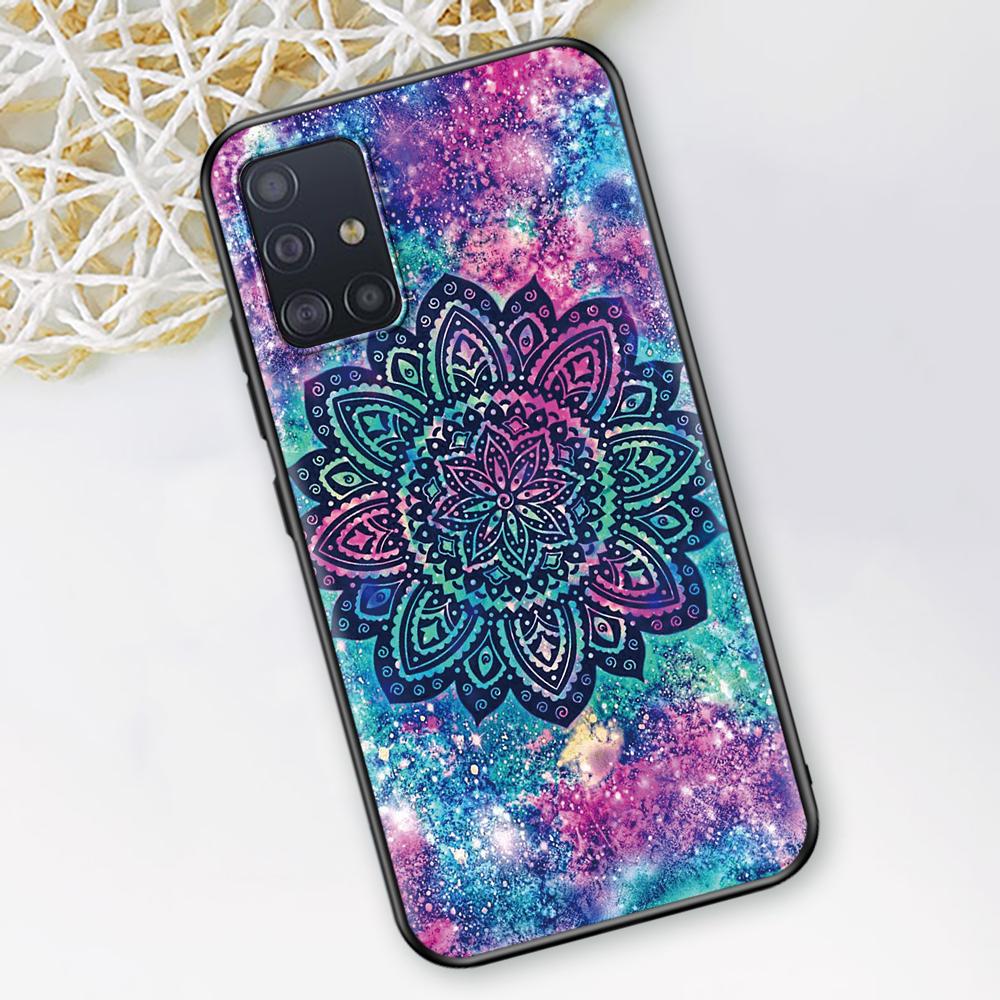 Mandala Sunflower Mandala Fall für Samsung Galaxy A51 A12 A21s A71 A52 A31 A32 A02s A72 A11 A41 A22 A01 Schwarz weiche Telefon Abdeckung