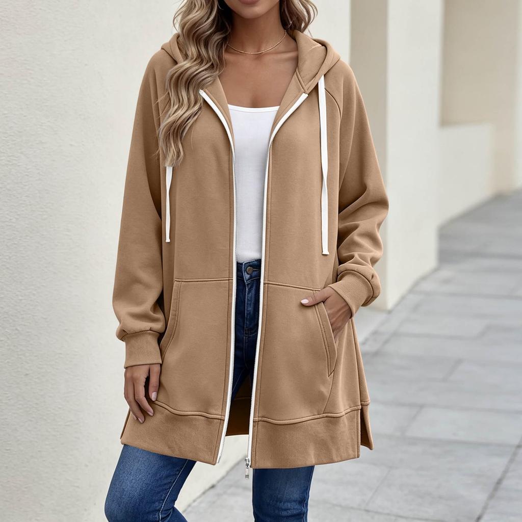 Giacca da donna casual con cappuccio e zip intera