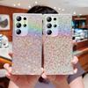 Iridescent Blue Leopard Glitter Samsung S22/S23/A15/A55 Full Coverage Phone Case