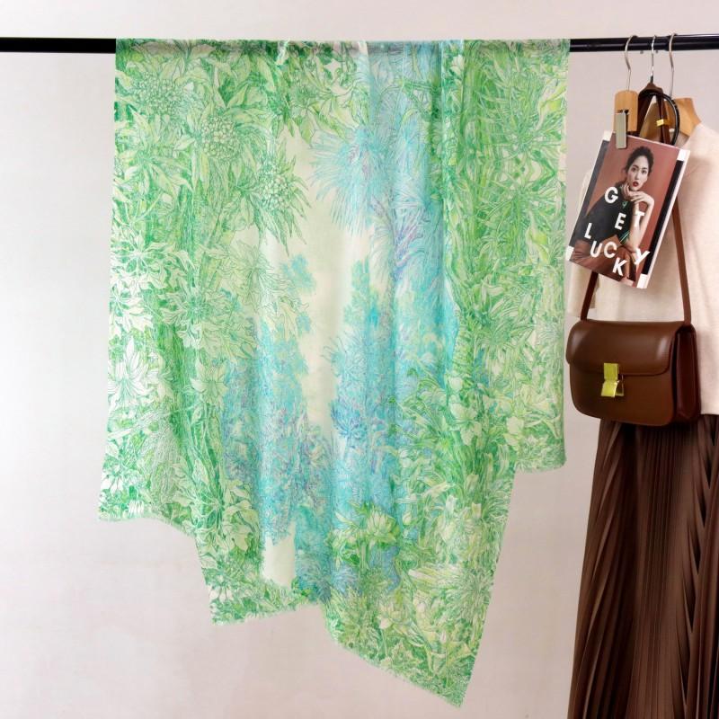 Unisex Wool Scarf 100% Floral Print Soft Warm Winter Shawl