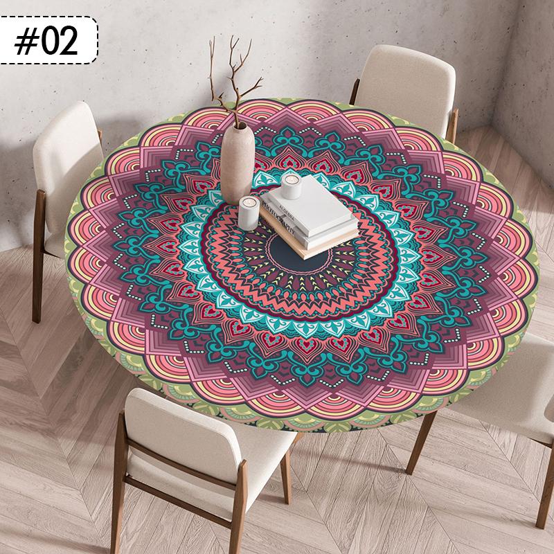 60/90/120Cm Round Table Cover Nordic Waterproof Oil-Proof Tablecloth Elastic Kitchen Dining Wedding Party Table Cover Home Decor