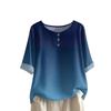 Women's Fashionable And Casual Shirt Half-sleeve Round Neck Print Cotton And Linen Blouse Top