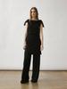 Longmei Women's Knit Wide-Leg Fake Two-Piece Elastic Waist Pants - Spring/Summer 2026 Minimalist Style Straight-Leg Trousers