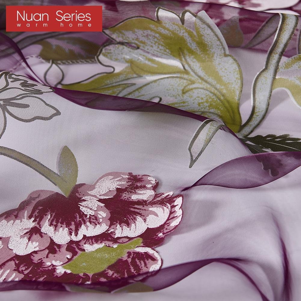 2PC Nuan Serie Modische Moderne Pfingstrose Faule Blume Transparent Gaze Vorhang Kopf für Kleine Fenster Küche Vorhang Home Decor
