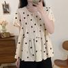 French Style Foreign Style Age-reducing Love Short-sleeved Shirt Women's Summer New Design Sense Niche Loose Pleated Top