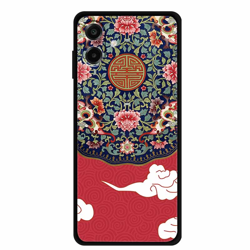 3D Silicone Case For Samsung Galaxy A07 4G Case Relief Emboss Flowers Black Soft Back Cover Coques For Samsung Galaxy A17 Cases