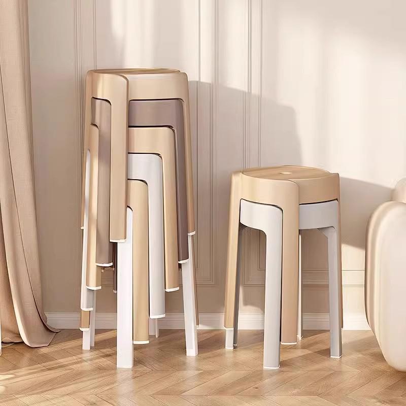 Modern Minimalist Stackable Plastic Stool – Sturdy, Durable, and Thickened Design for Home or Restaurant Use