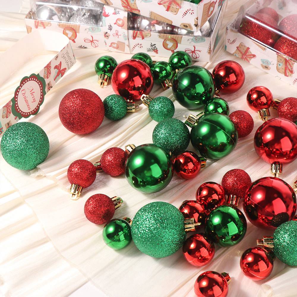 42Pcs 3/4/5cm Electroplated Christmas Hanging Balls Christmas Tree Pendants Photographic Props