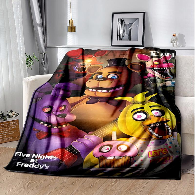 Freddy Bear Flannel Blanket Soft Warm All-Season Throw, Design for Camping, Car Travel, Hiking Sofa, Bed, Office Perfect Gift for Parties