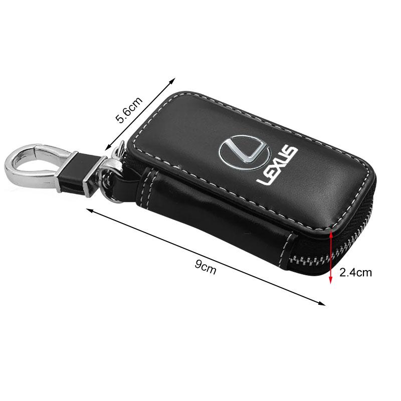 Leather Car Emblem Key Case Keychain Zipper Key Case Bag Car Accessories For Lexus IS250 IS200 CT200h GS300 LS430 RX450h LX570 IS300 ES RX LS