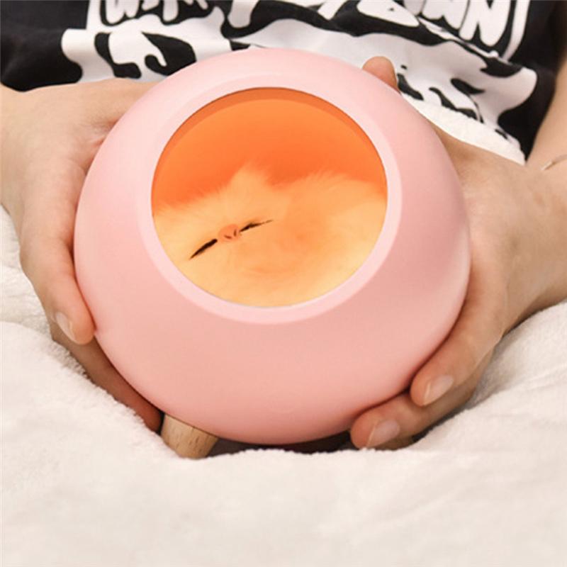 M-Modern-Night Light Touch Atmosphere Lights Cute Little Pet USB Charging Kitten Bed Cat House