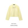 Kaslead New Women Clothes Western Style Retro Cream Yellow Lapel Zip-up Long Sleeve PU Leather Coat Short Coat