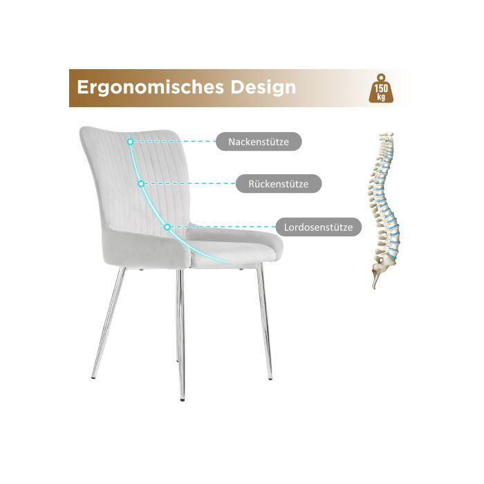 Chaise de salle à manger - MUVOE - Velours - Lot de 2 - Pieds en métal - Confortable et élégant