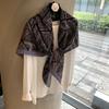 Famous Style Thin Headscarf French Retro Large Square Scarf Women's Spring and Autumn Versatile Design Scarf Large Shawl Silk Scarf Square Scarf