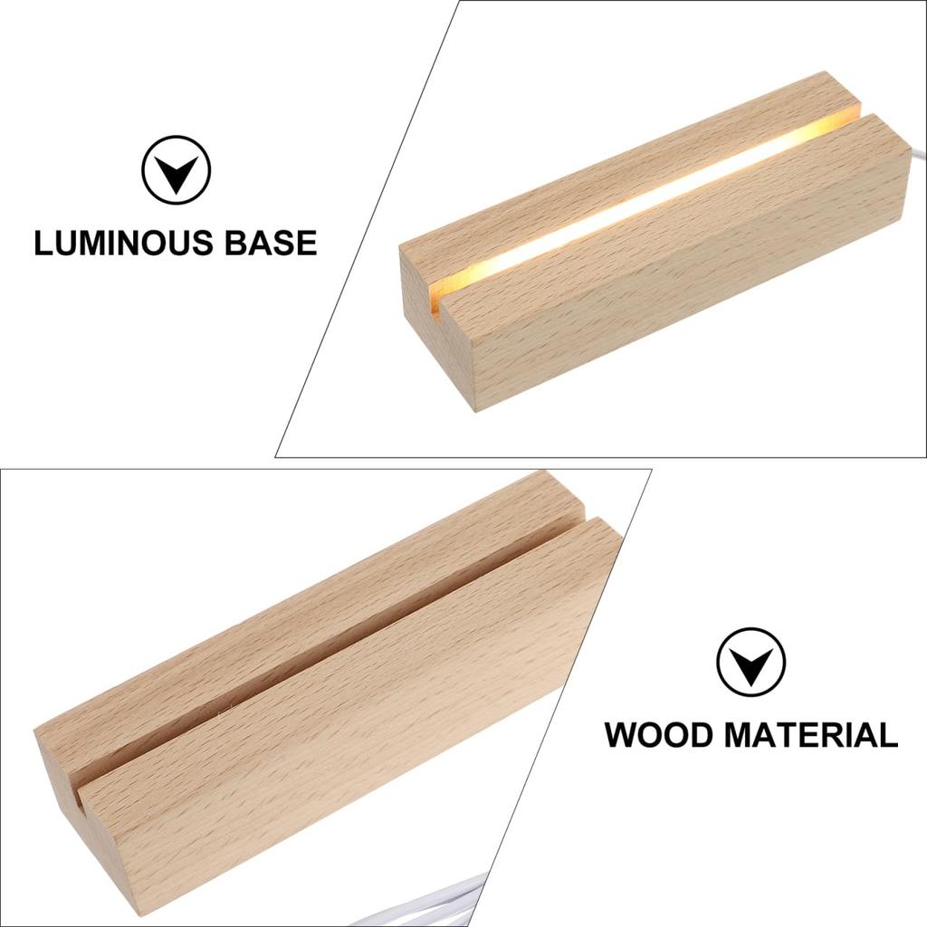 KESYOO Wooden LED Light Base, Set of 3, Made of Beech Wood, 6-inch, Lighting Stand, Base, USB Compatible, Home Use, Display Light Stand
