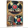 Vintage Metal Poster Wall Art, Retro Microphone Record Decor for Bar