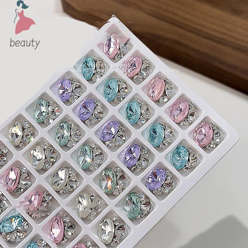 2pcs Glass Nail Stones Diy Charms Colorful Crystal Nail File Diamond Luxury Pigeon Eggs Nail Art Rhinestones Gems Sparkle