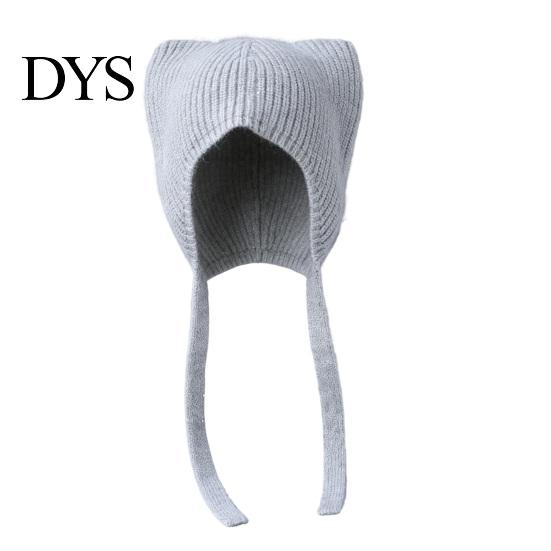 Warm Knitted Hat for Women Cat Ear Hat, Flap Cute Foldable Cold Weather Winter Brimless Skiing Hiking Outdoor Casual Wear Lightweight Breathable Knit