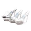 Large size thin heel transparent women's sandals for flat and comfortable supply