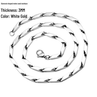 Trendige quadratische Diamant Melonenkern Halskette - Platin Titanstahl