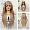 ALAN EATON Women's Fashion 13x4 Lace Front Wigs Black/Golden/Blonde Synthetic Long Straight Wig with Baby Hair for Women 180 Density