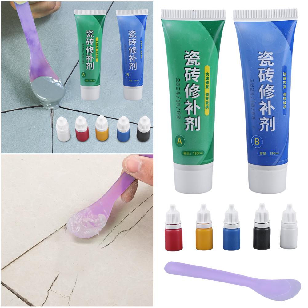 Zestaw do naprawy płytek Ceramiczne Płytki Podłogowe Toaleta Umywalka Klej Naprawczy Ceramiczna Pasta Naprawcza do Pęknięć Dziur Odprysków Rys Zarysowań Wgnieceń