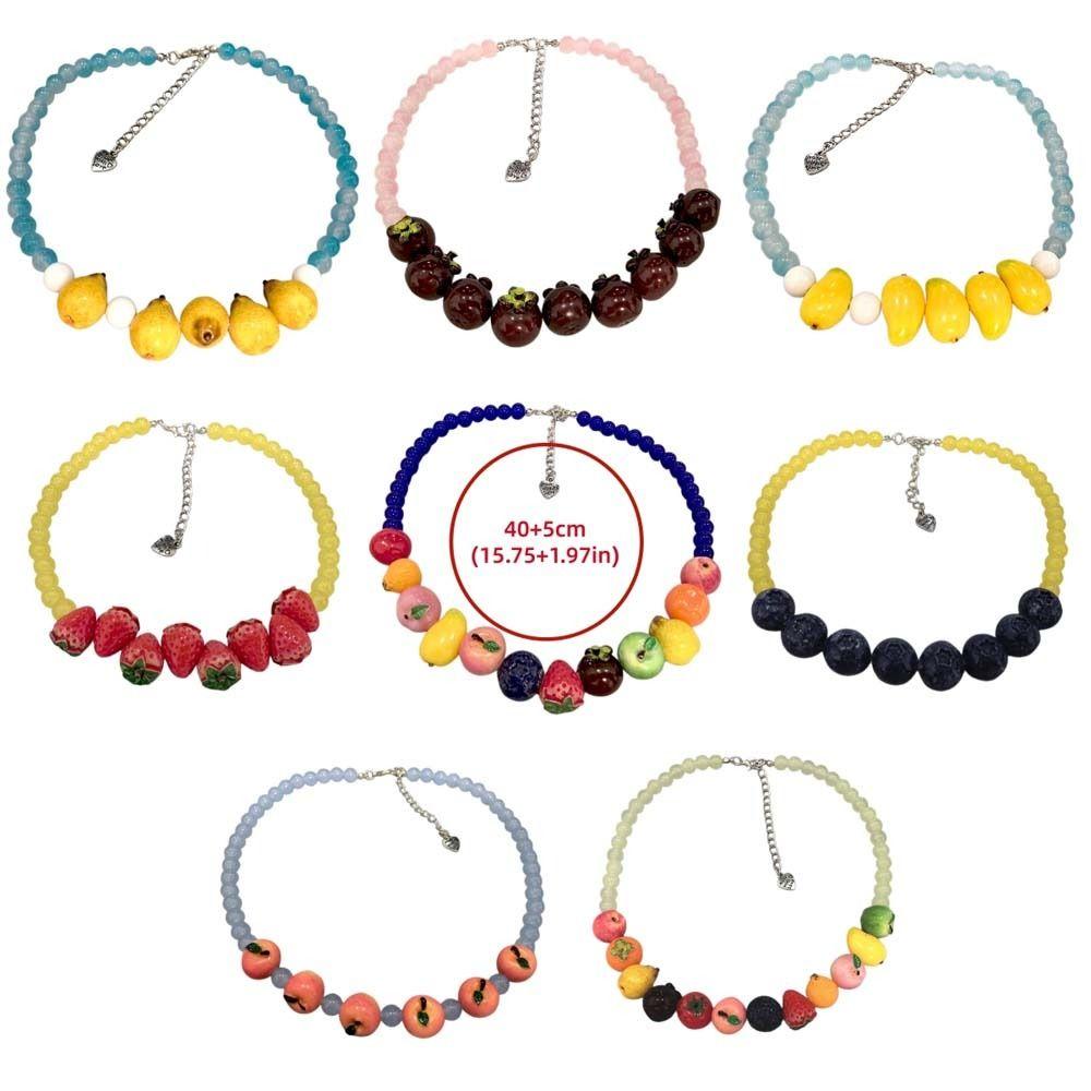 Bunte Perlen Früchte Choker Blaubeeren Perlen Schlüsselbein Kette Mode Perlen Frucht Halskette Damen