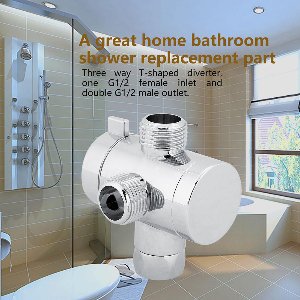 ABS 3 Way Shower Head Diverter Valve Connector Adapter Home Bathroom Accessory