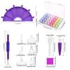All in One Diamond Painting Tool Kit with 4 Pens 28 Grid Storage Box Sorting Tray Wax Pads Bags Labels Brush Spoon and Correction Tool