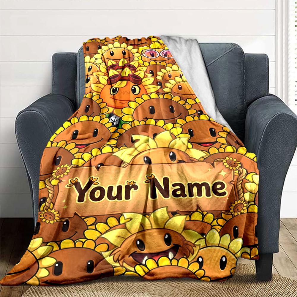 Plants vs. Pătură cu text personalizabil cu zombi Pătură multifuncțională personalizabilă Moale Caldă Confortabilă Potrivită pentru Lenjerie de pat Pat Picnicuri Malul mării Pentru Toate Ocaziile