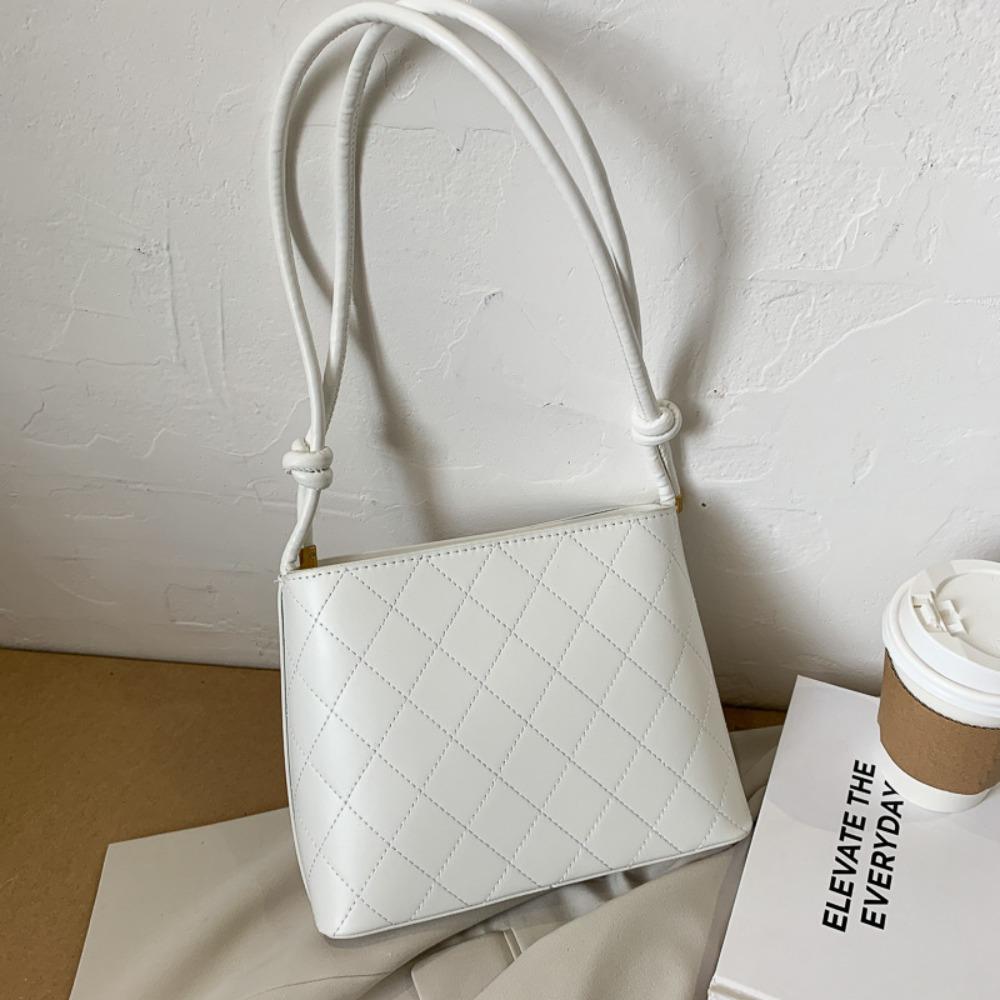 Einfarbige Rhombus-Karomuster-Tragetasche Große Kapazität Einfarbige Umhängetasche Studenten