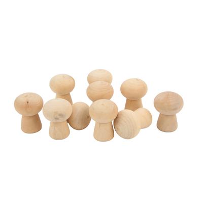 10PCS Wooden Peg Dolls Wear Resistant DIY Production Log Peg Dolls Wooden Mushroom Unfinished for Colored Drawing