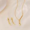 Golden Brushed Snake Jewelry Set: Necklace, Stud Earrings, and Ring In Flowing Gold Imitation Vietnam Sand Gold