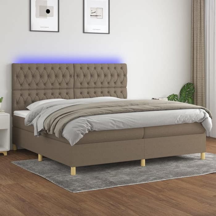 VidaXL Sommier à Lattes de Lit avec Matelas et LED, Lit Rembourré, Lit Double, Lit Adulte de Chambre à Coucher Intérieur, 3135705