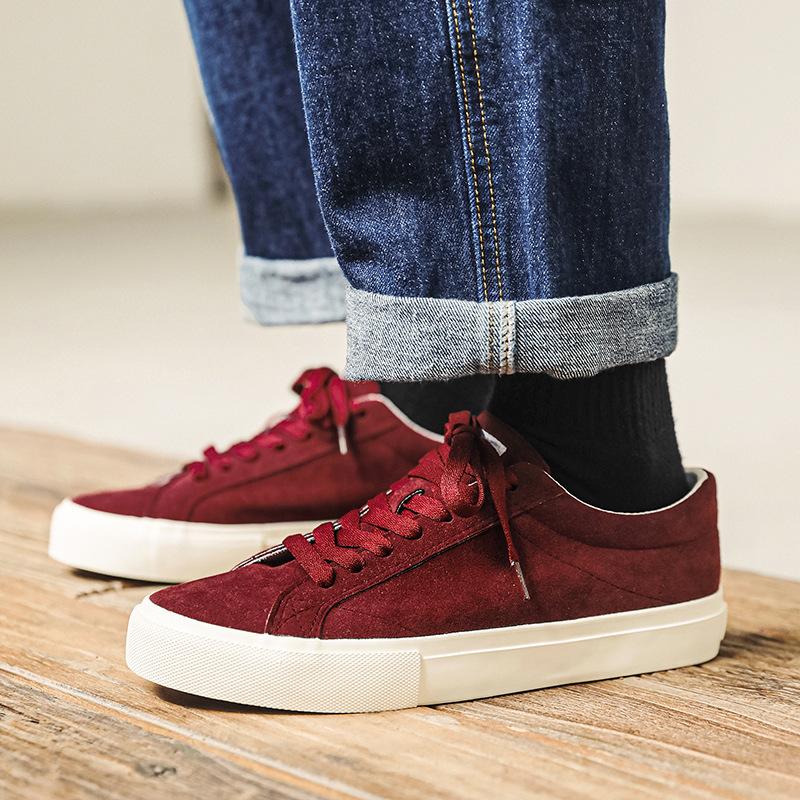 Fashion Men's Shoes Minority Design Turn Fur Wine Casual Sports Skateboard Shoes Autumn Breathable Trend with Fashion Shoes