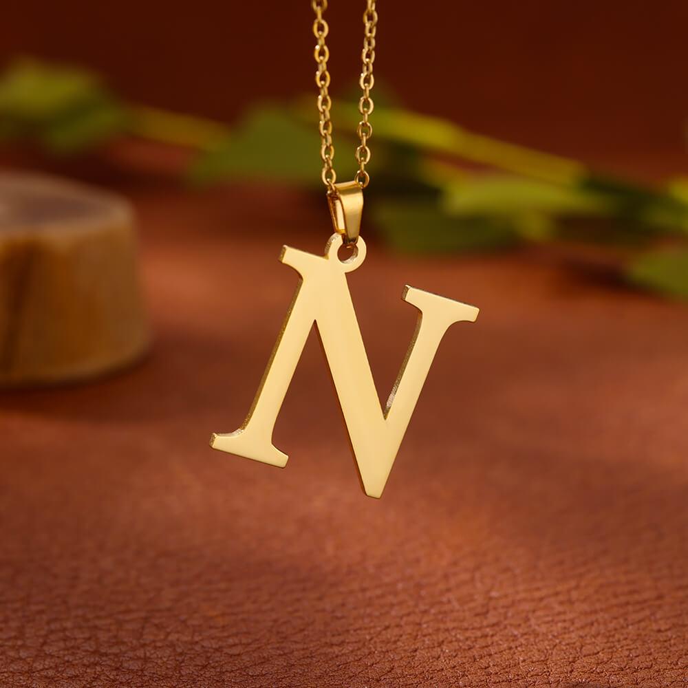Elegant Initial Letter Stainless Steel Necklace Women Gold Color Alphabet Pendant Necklaces Vintage Waterproof Zircon Gifts
