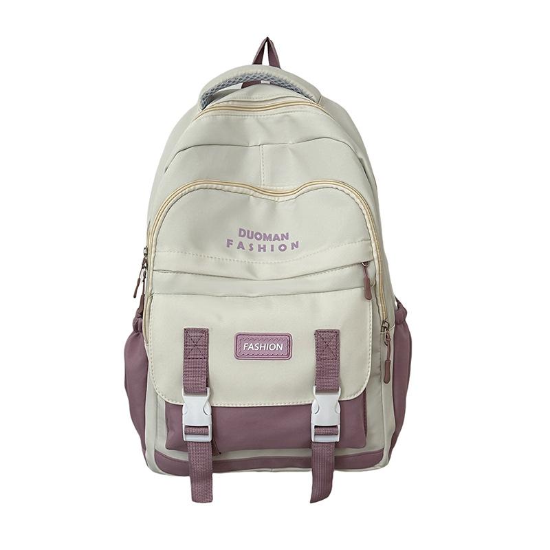 

Цветоблокирующий школьный рюкзак для учениц средней школы, большой вместимости, простой и легкий рюкзак для студентов кампуса with pendant фиолетовый