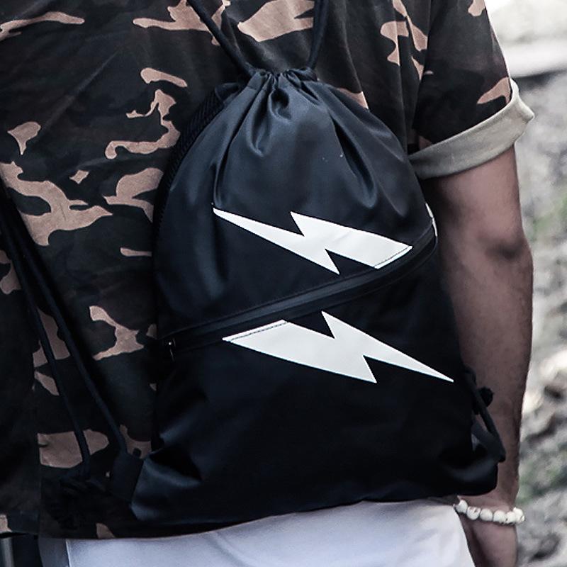 Lightweight Sports Fitness Drawstring Backpack with Printed Logo for Men