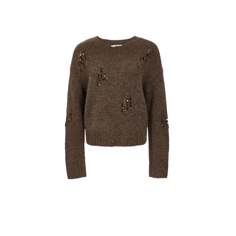 ONLY Women's Sequin Embellished Relaxed Fit Knit Sweater