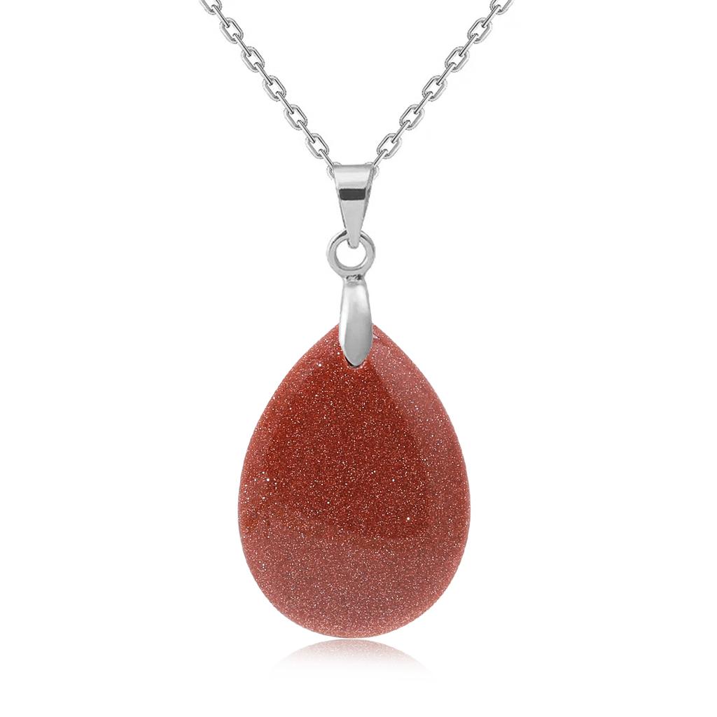 New Fashion Natural Stone Crystal Pendant Teardrop Simple Pendant Necklace Earrings Making Jewelry With Chain Collar