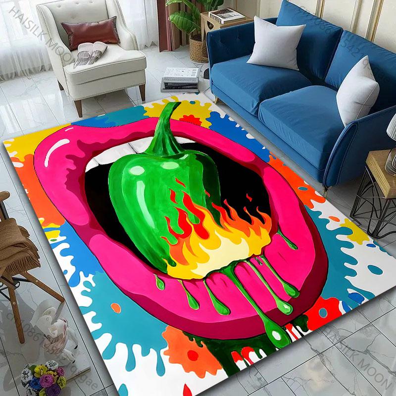 6 Style Inkjet Drawing Mouth Pop Art Pattern Carpet for Living Room Bedroom Sofa Home Decor Non-slip Floor Mat Area Rug