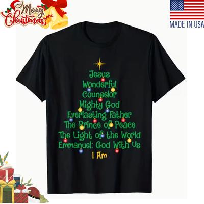 Christmas Tree Jesus Christian Cross Bible Verse T-shirt Men Women Xmas T-Shirt
