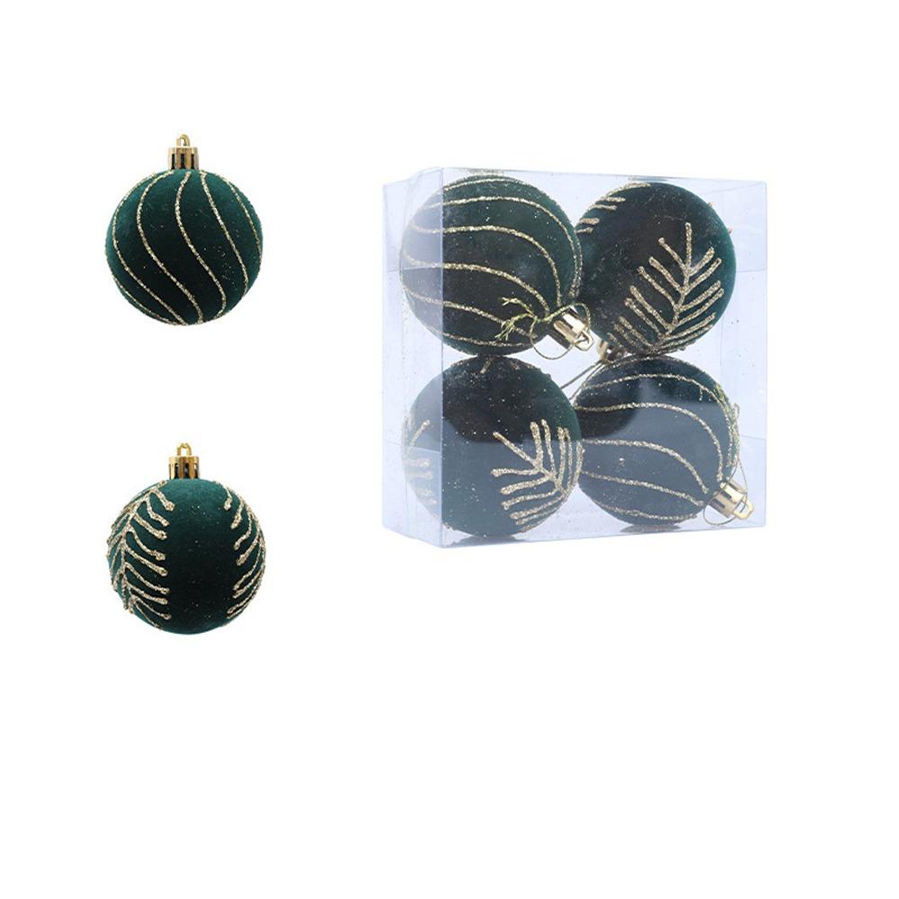 6cm Christmas Balls Set Flocking Xmas Tree Pendants Christmas Spheres Pendant  Party Favors