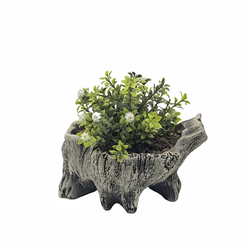 Artificial Driftwood Succulents Planter Rustics Cactus Flower Pots for Small Plant Flower Arrange Tree Stumps Sculpture