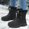 Women's Winter Snow Boots Plush Warm Cotton Shoes Fashion High-top Outdoor Sneakers Lace-up Boots Wear-resistant Anti-slip