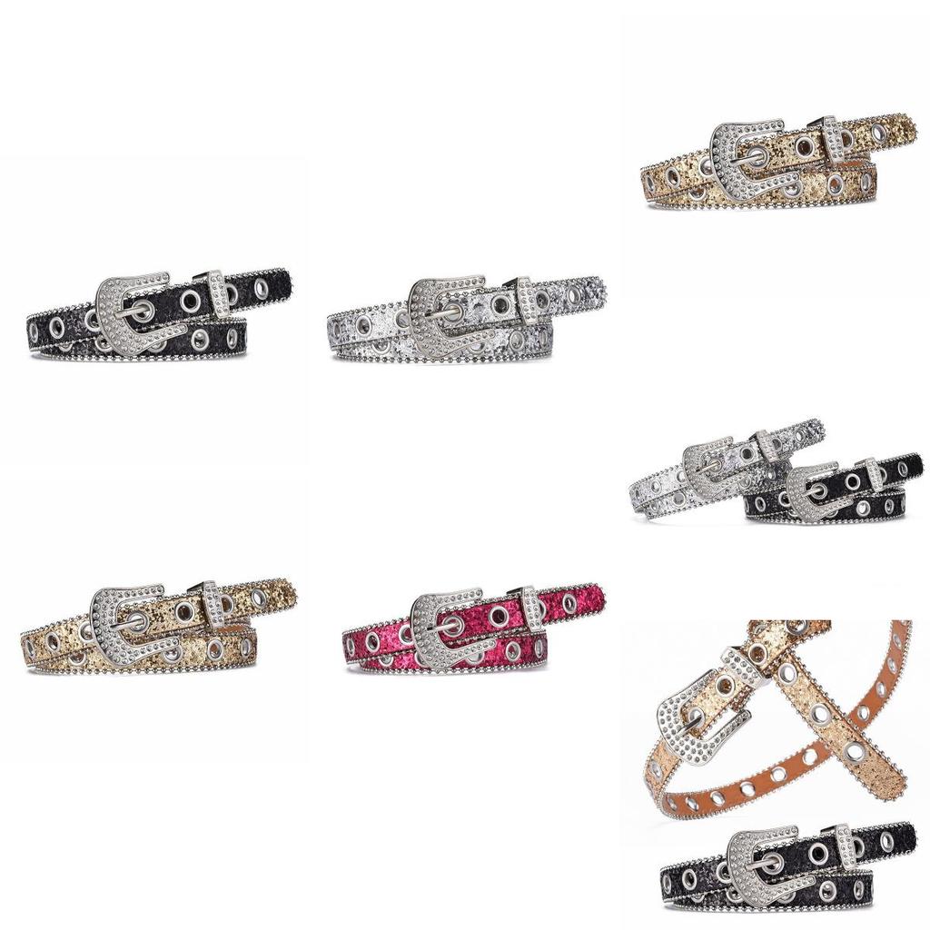 Chic Women's Rhinestone Decorative Buckle Pu Leather Belt Perfect For Y2k Style